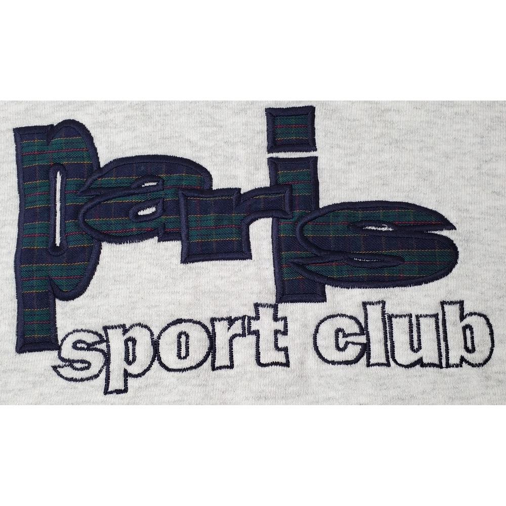 Vintage Paris Sport‎ Club Crewneck Sweatshirt 90's Y2K Embroidered Plaid Letters